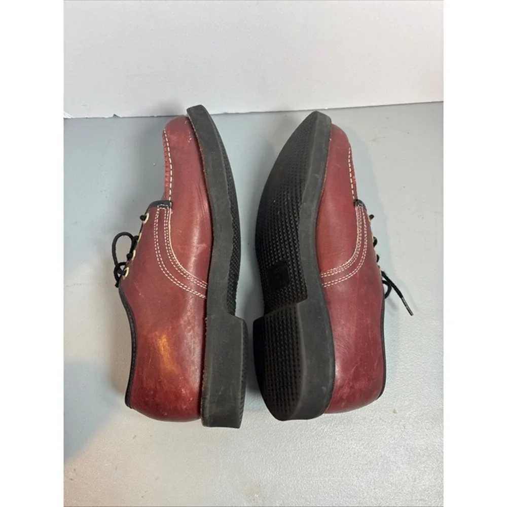 Vintage Moc Toe Oxford Shoes Mens 9D‎ Burgundy Leather Workwear Heritage Korea
